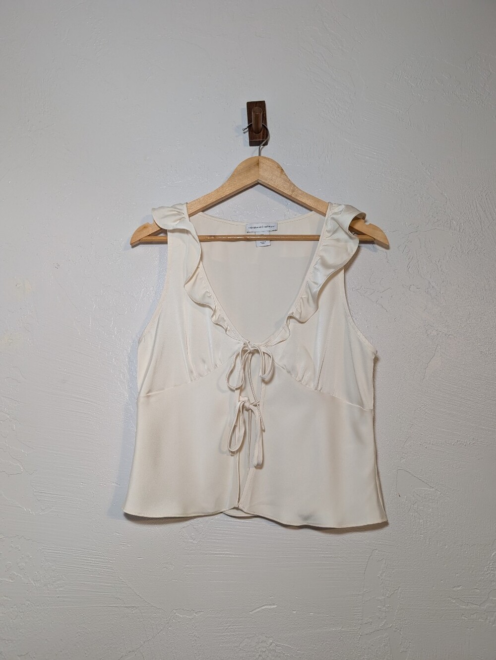 Ivory Double Bow Tie Front Babydoll Cropped Vest Clean Girl Bachelorette Dainty